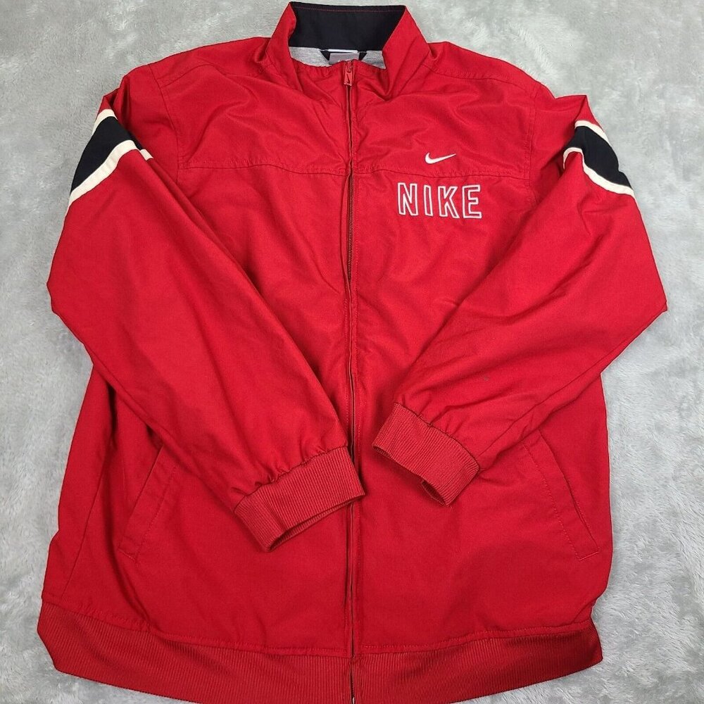 NIKE Black/Red Lightweight Hooded Half Zip Windbreaker Boy’s X-Large 18-20